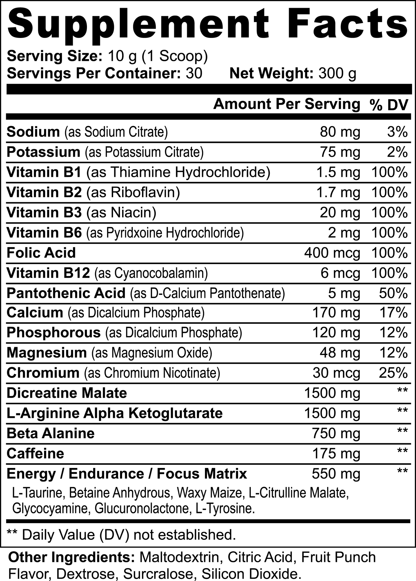 Poudre de pré-entraînement Nitric Shock (Punch aux fruits)